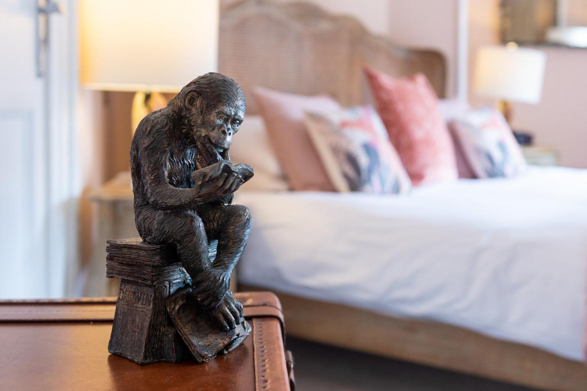 Bed and Breakfast Darwin'S Townhouse à Shrewsbury Chambre photo A sculpture of a monkey sitting on a suitcase